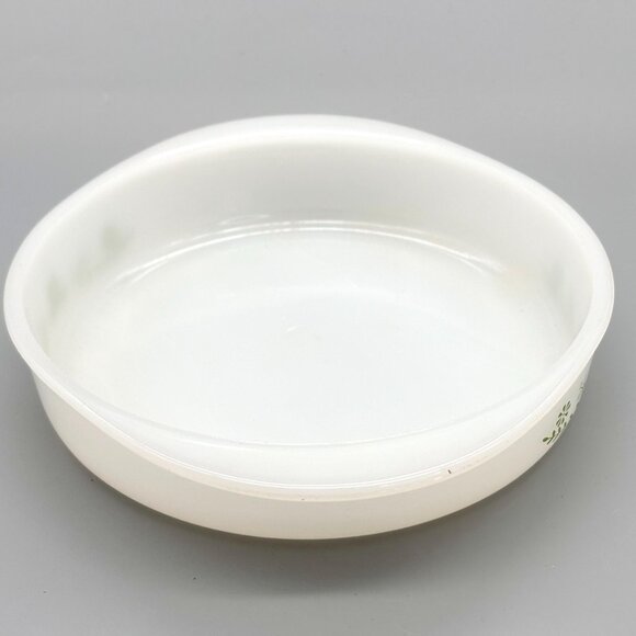 Vintage Glasbake Green Primrose Dream Milk Glass Baking Dish J242 Eight Inch - Picture 3 of 6